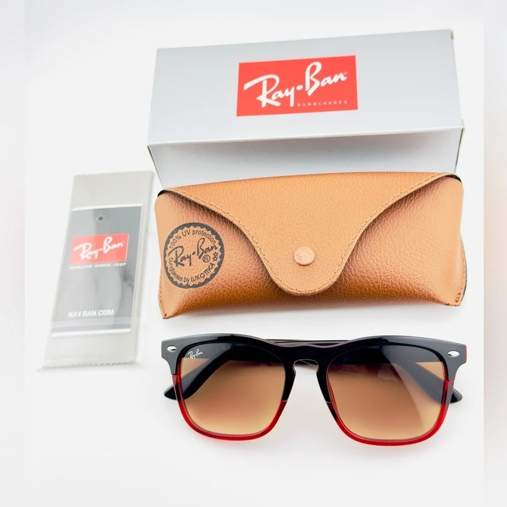 Ray-Ban Sunglasses Steve RB4487 Polished Black on Red Frame Gradient Lenses